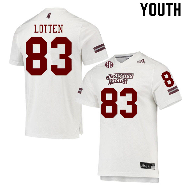 Youth #83 Rayfield Lotten Mississippi State Bulldogs College Football Jerseys Stitched Sale-White